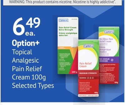 Option+ Topical Analgesic Pain Relief Cream