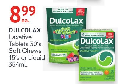 DULCOLAX Laxative Tablets 30's, Soft Chews 15's…