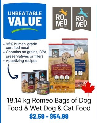 Romeo Bags of Dog Food & Wet Dog & Cat Food