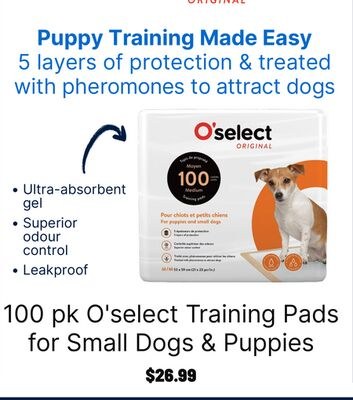 O'select Training Pads for Small Dogs & Puppies
