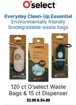 120 ct O'select Waste Bags & 15 ct Dispenser