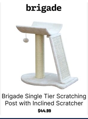 Brigade Single Tier Scratching Post with Inclin…