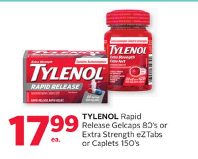 TYLENOL Rapid Release Gelcaps 80's or Extra Str…