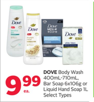 DOVE Body Wash 400ML-710ML, Bar Soap 6x106g or …