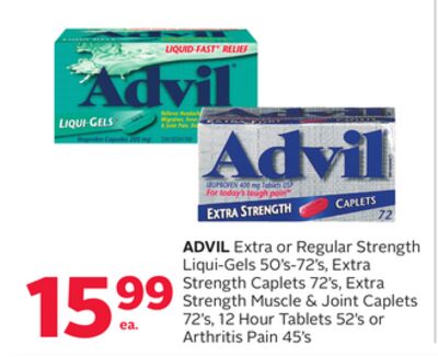 ADVIL Extra or Regular Strength Liqui-Gels 50's…