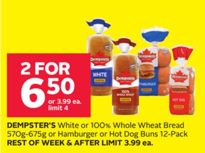 DEMPSTER'S White or 100% Whole Wheat Bread 570g…