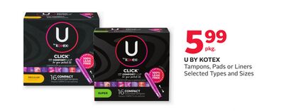 U BY KOTEX Tampons, Pads or Liners
