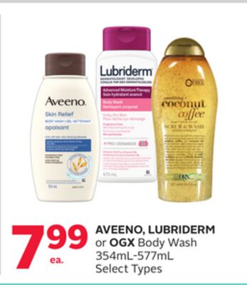 AVEENO, LUBRIDERM or OGX Body Wash