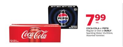 COCA-COLA or PEPSI Regular or Diet BUBLY Sparkl…