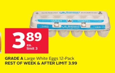 GRADE A Large White Eggs 12-Pack