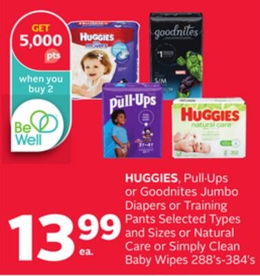 HUGGIES, Pull-Ups or Goodnites Jumbo Diapers or…