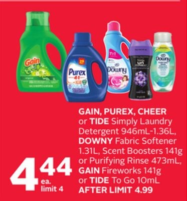GAIN, PUREX, CHEER or TIDE Simply Laundry Deter…