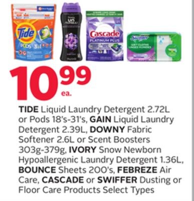 TIDE Liquid Laundry Detergent 2.72L or Pods 18'…