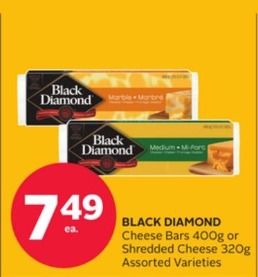 BLACK DIAMOND Cheese Bars 400g or Shredded Chee…