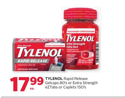 TYLENOL Rapid Release Gelcaps 80's or Extra Str…