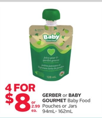 GERBER or BABY GOURMET Baby Food Pouches or Jars