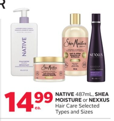 NATIVE 487mL, SHEA MOISTURE or NEXXUS Hair Care