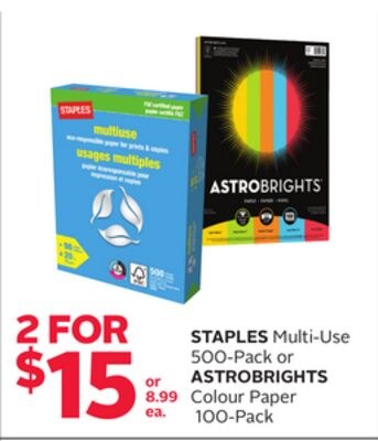 STAPLES Multi-Use 500-Pack or ASTROBRIGTHS Colo…
