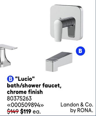 "Lucio" bath/shower faucet, chrome finish