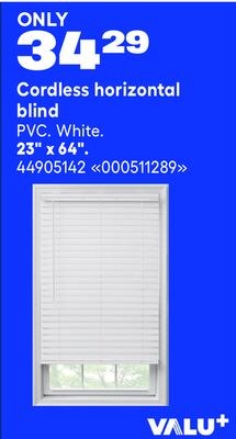 Cordless horizontal blind, 23" x 64".