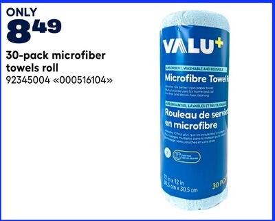 VALU+ 30-pack microfiber towels roll