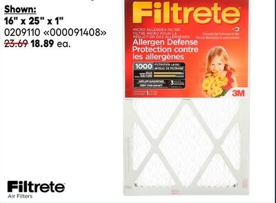 FILTRETE "MPR1000" 16" x 25" x 1" furnace filte…