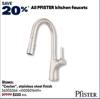 PFISTER "Ceylon", stainless steel finish