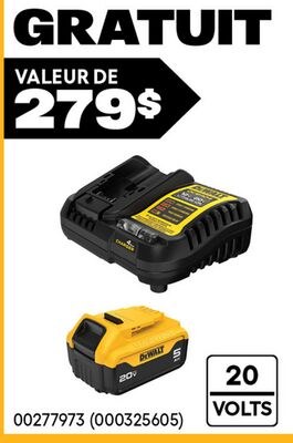 Ensemble batterie 5 Ah 20 V MAX et chargeur DEW…