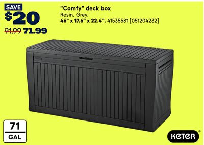 "Comfy" deck box 46" x 17.6" x 22.4".