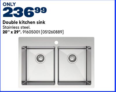 Double kitchen sink 20" x 29"