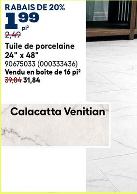 Tuile de porcelaine 24" x 48"