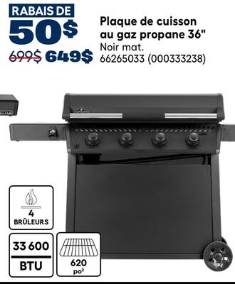 Plaque de cuisson au gaz propane 36"