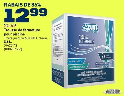 Trousse de fermeture pour piscine 3,6 L.