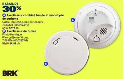 Avertisseur combiné fumée et monoxyde de carbone