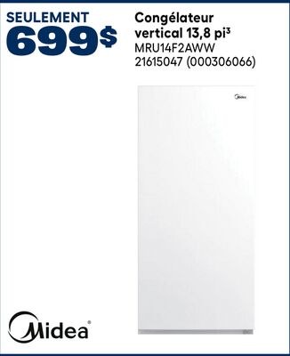 Congélateur vertical 13,8 pi³ Midea