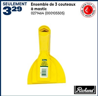 Ensemble de 3 couteaux à mastic RICHARD