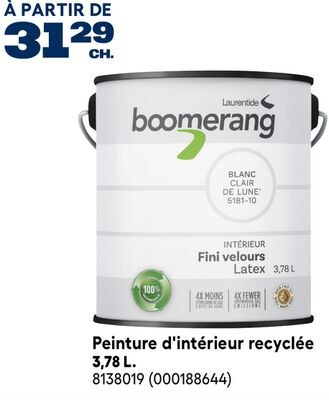 Peinture d'intérieur recyclée 3,78 L BOOMERANG
