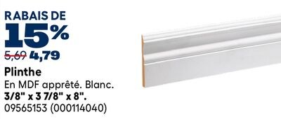 Plinthe 3/8" x 3 7/8" x 8"