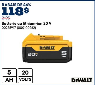 Batterie au lithium-ion 20 V DEWALT