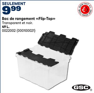 Bac de rangement Flip-Top GSC