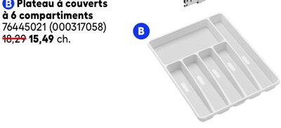 Plateau à couverts à 6 compartiments