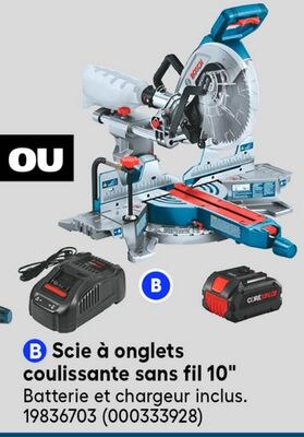 Scie à onglets coulissante sans fil 10" Bosch