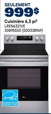 Cuisinière, 6,3 pi³