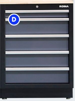 Armoire de garage inférieure à 5 tiroirs