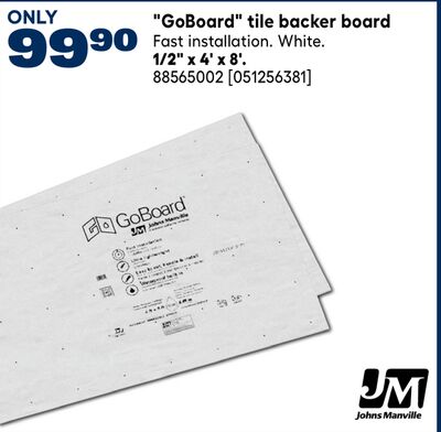 1/2" x 4' x 8' "GoBoard" tile backer board