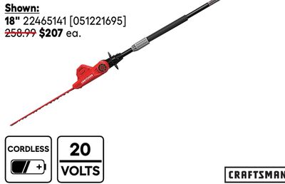 All CRAFTSMAN 20-V hedge trimmers, 18"