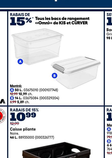 Bacs de rangement Omni de KIS et CURVER