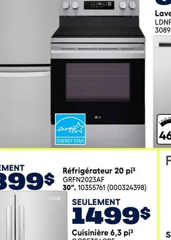 LG Cuisinière 6,3 pi³ LREN321VE