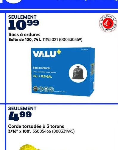 Sacs à ordures Valu+