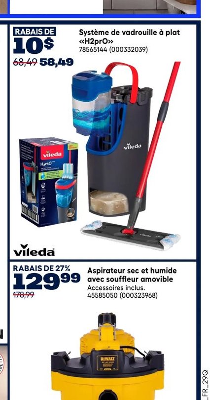 Système de vadrouille à plat «H2pro»
